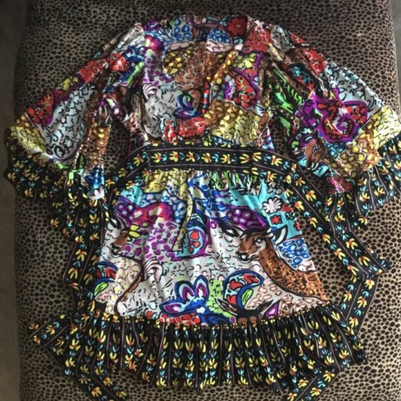 Iconic Betsey Johnson Bambi dress! VNTG V-neck, empire waist, ruffles, tie back - Picture 14 of 16